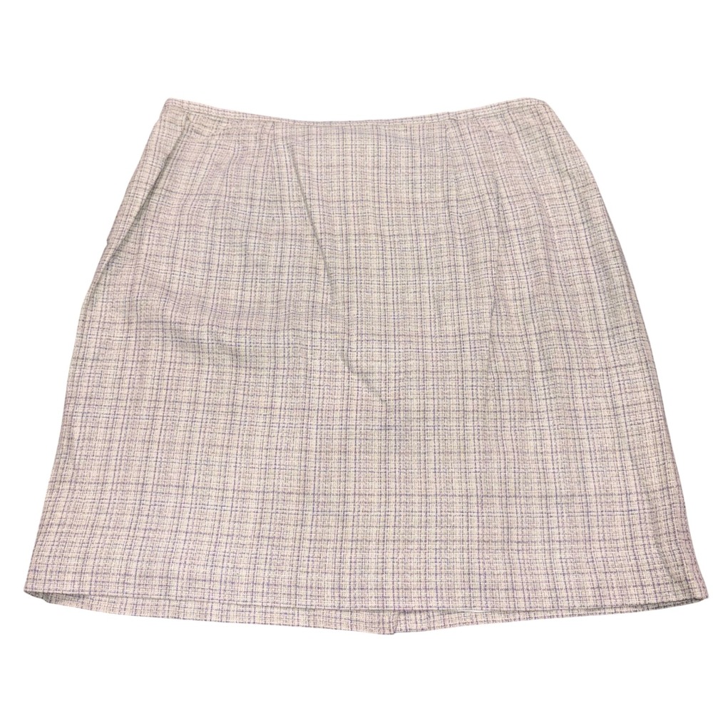 Vintage Silk Blend Tweed Pencil Skirt Women 14P Purple Norton McNaughton